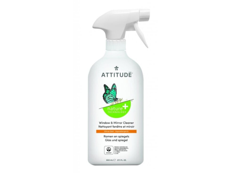 ATTITUDE Čistič na sklo, Citronová kůra, 800 ml, EcoLogo