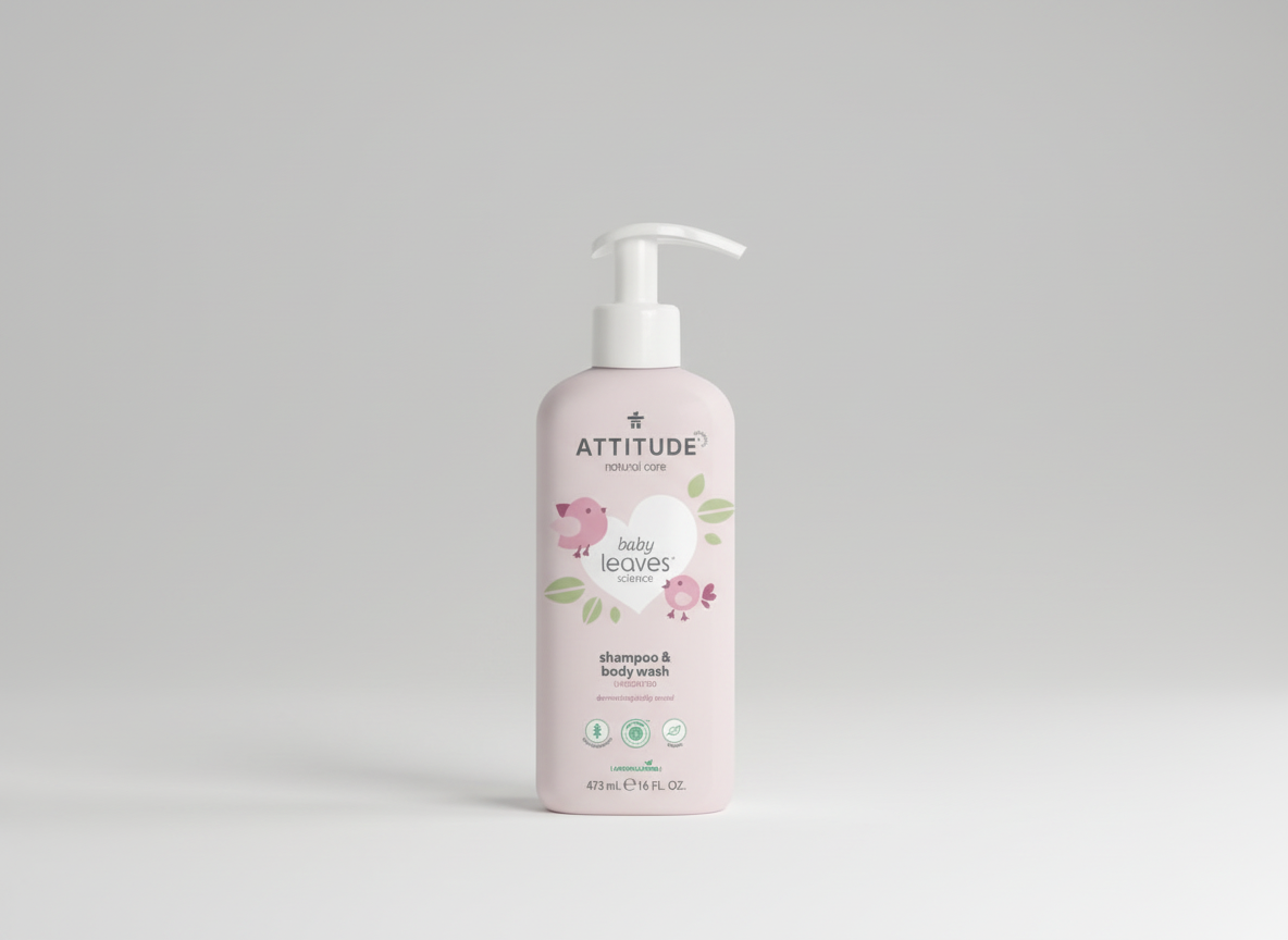 ATTITUDE Baby leaves bez vůně - Dětský šampon a mýdlo 2 v 1, 473 ml