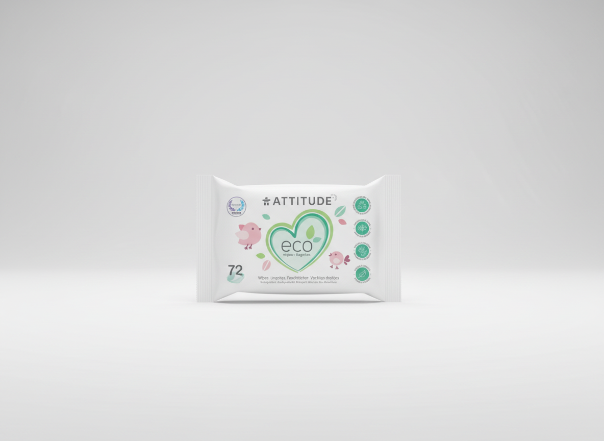 ATTITUDE Vlhčené Ubrousky - Eco, Kompostovatelné, 72 ks