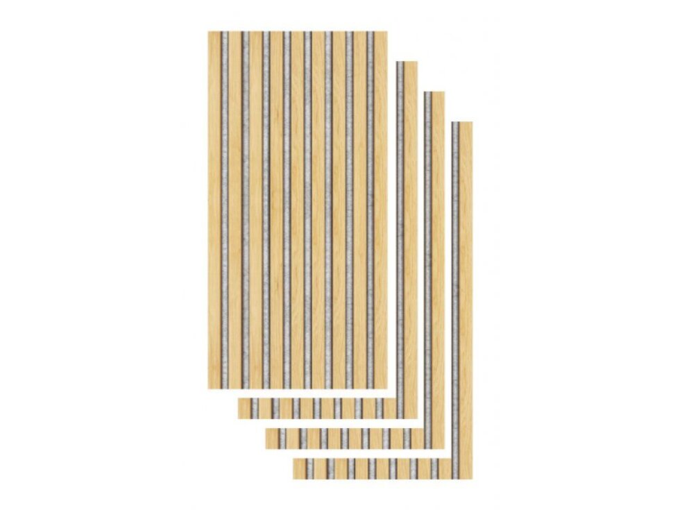 Sada 4 ks obkladových panelů, šedý filc, Dýha Dub světlý evropský 800*400 mm