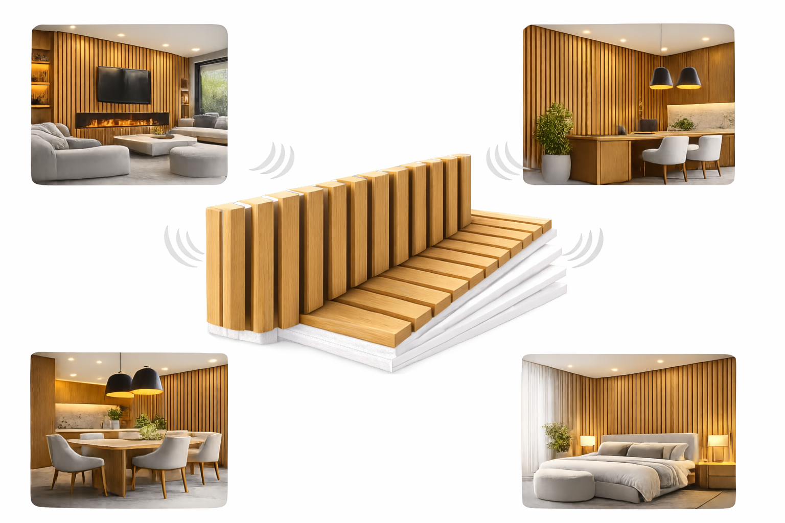 Obkladový panel, bílý filc, Dub 2600*400 mm