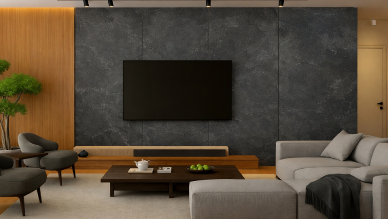 Kamenná dýha, Kund Black, 122x244 cm