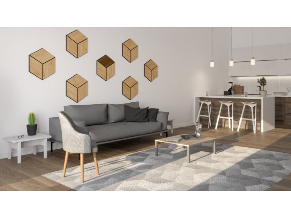 SADA 9 ks dekorativních obkladů na stěnu, dekor Dub, Rhombus