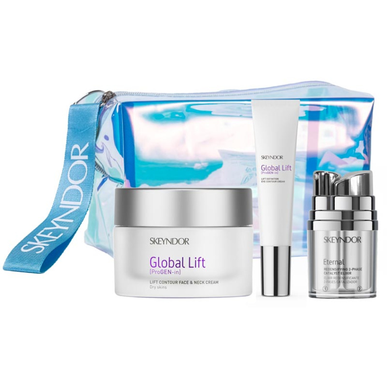 Skeyndor Global Lift Set - liftingový krém pro suchou pleť 50 ml + oční krém 15 ml + pleťový elixír 2x5 ml