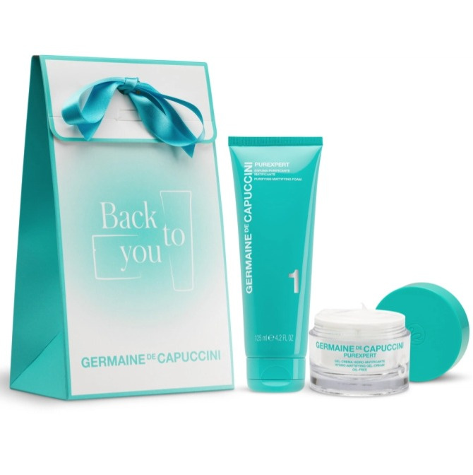 Germaine de Capuccini Purexpert Set - gelový krém pro mastnou pleť 50 ml + matující pěna 125 ml