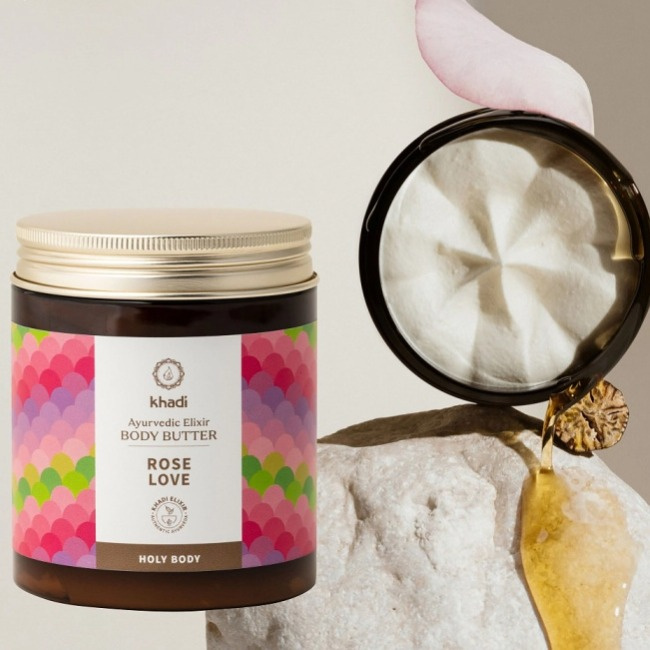 Khadi Body Butter Rose Love - tělové máslo “růže Láska” pro regeneraci a zklidnění 250 ml