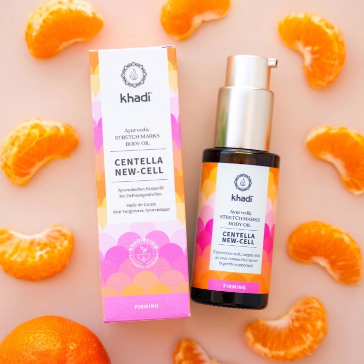 Khadi Stretch Marks Centella New-Cell Body Oil - přírodní olej pro zpevnění a elasticitu pokožky 50 ml