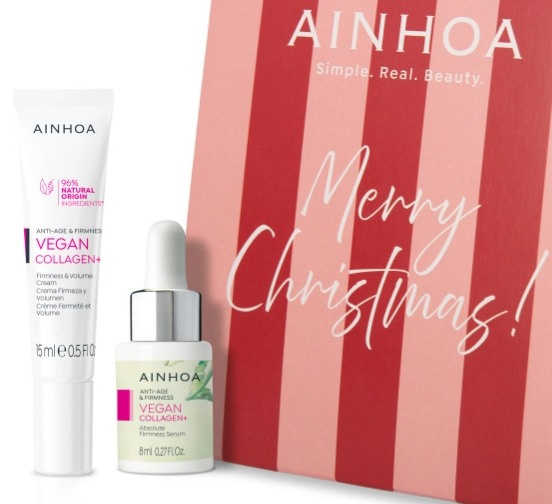 Ainhoa Christmast Mini Set Vegan Collagen+ - zpevňující pleťový krém 15 ml + zpevňující pleťové sérum 8 ml