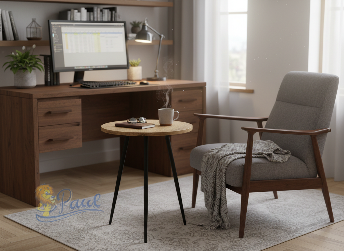 Přístavný stolek, MDF, dekor divoký dub, kov, černý lak