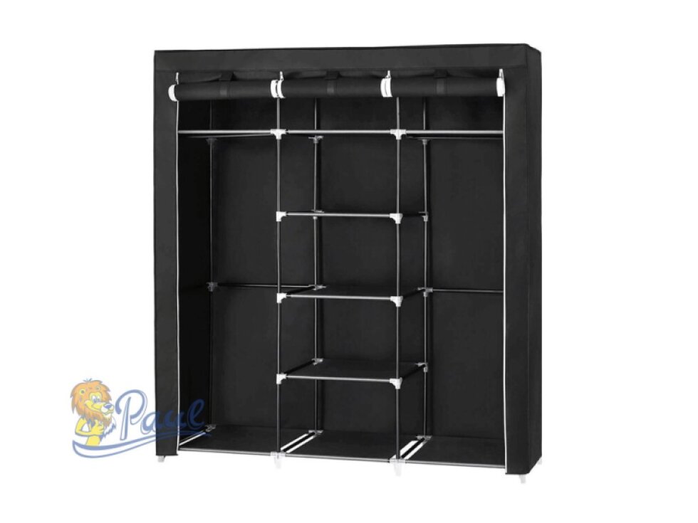 Věšák 150x45x175cm, kov, černá, AST-E1012 BK