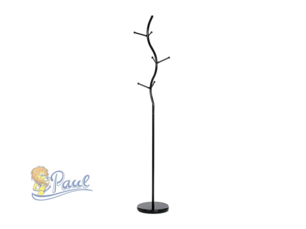 Věšák stojanový, výška 180 cm, kovová konstrukce, černý matný lak, nosnost 10 kg