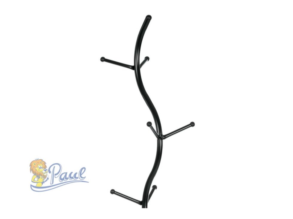 Věšák stojanový, výška 180 cm, kovová konstrukce, černý matný lak, nosnost 10 kg