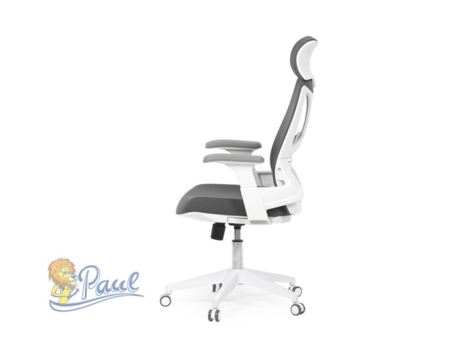 Židle kancelářská, tmavě šedá síťovina MESH, bílý plast, plastový kříž