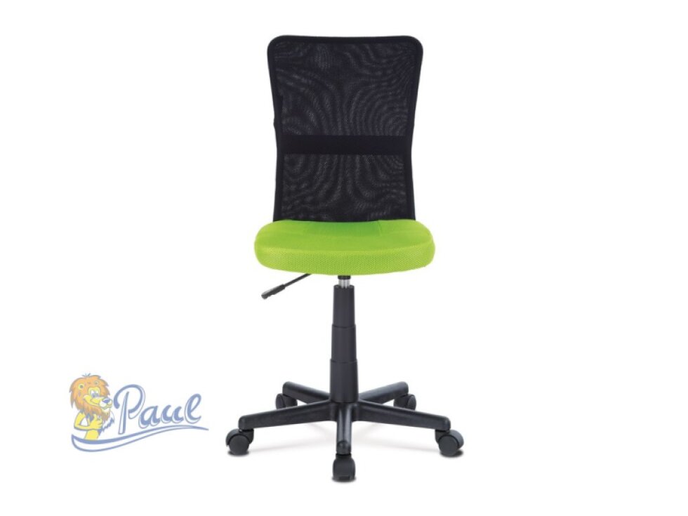 Kancelářská židle, zelená mesh, plastový kříž, síťovina černá