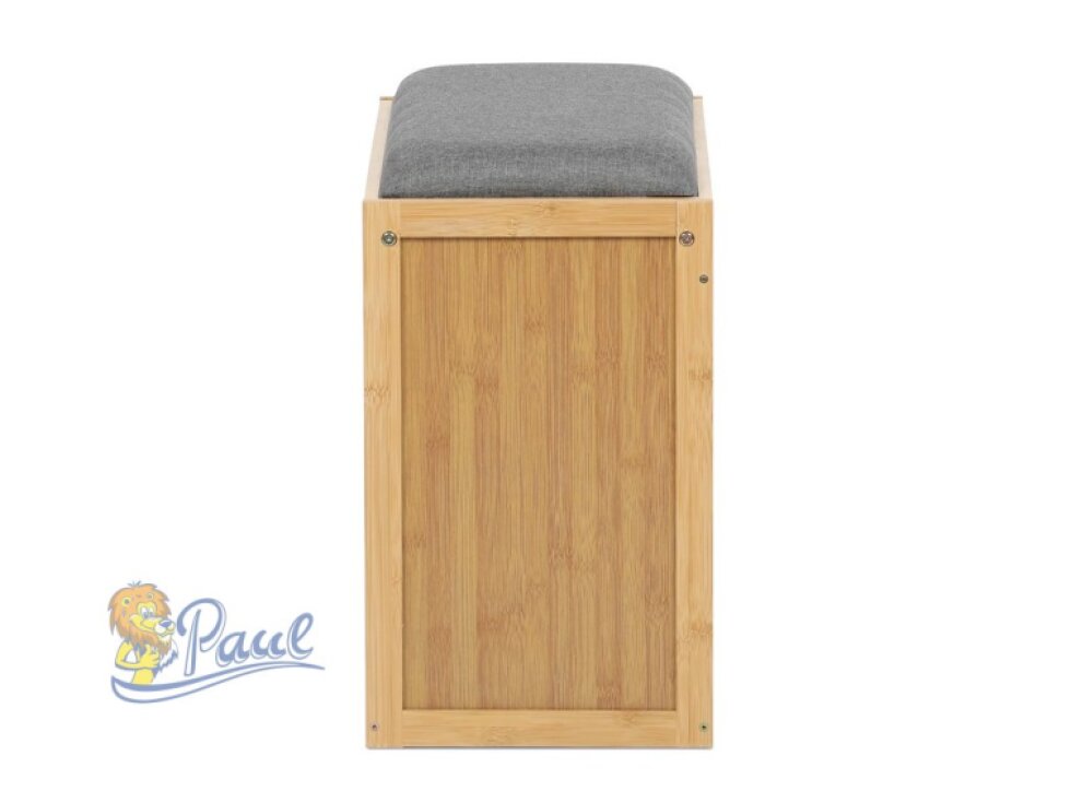 Botník, masiv bambus, přírodní odstín, šedá látka