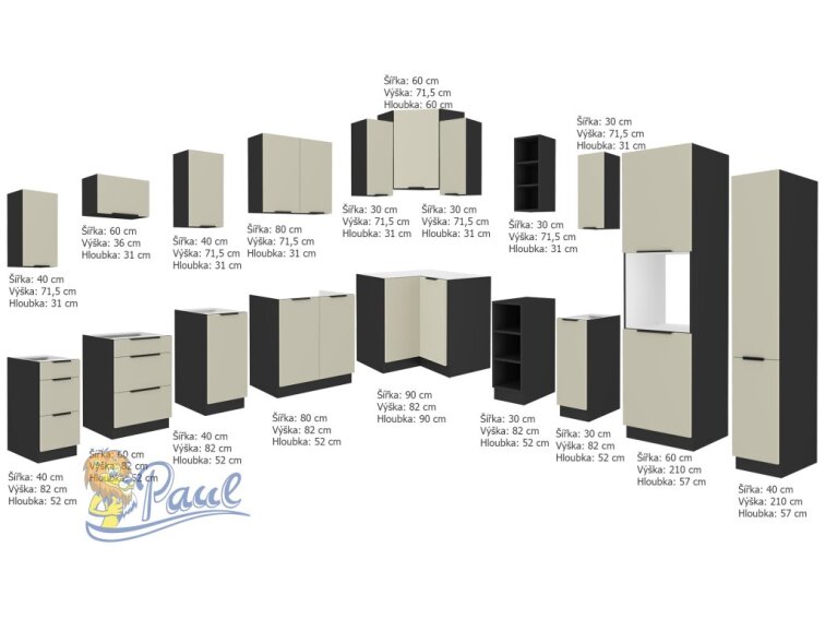 Rohová kuchyňská linka 310x250 cm Arona 2