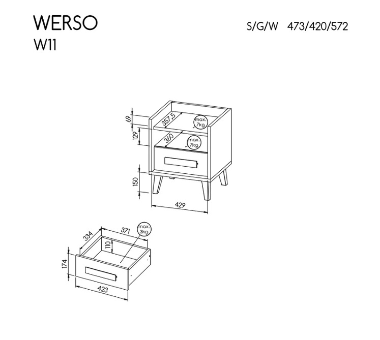 Noční stolek Werso W11