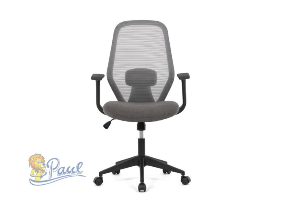 Židle kancelářská, látka šedá, houpací mechanismus, kolečka pro tvrdé povrchy