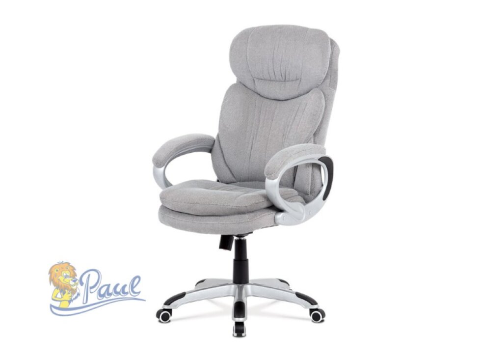 Kancelářská židle, šedá látka, kříž plast stříbrný, houpací mechanismus