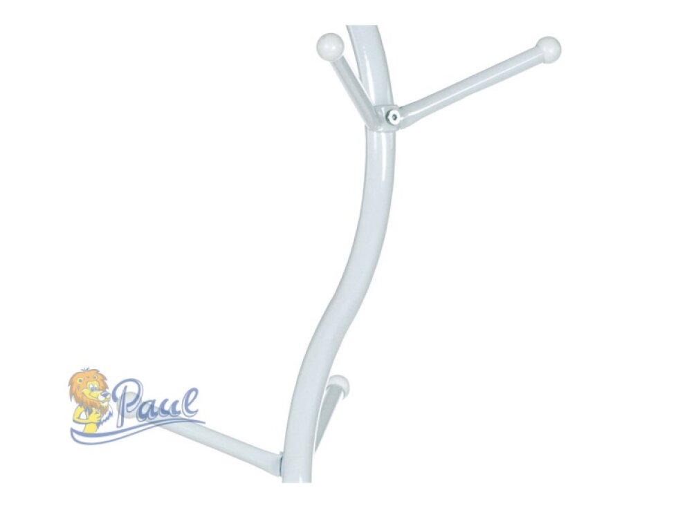 Věšák stojanový, výška 180 cm, kovová konstrukce, bílý matný lak, nosnost 10 kg