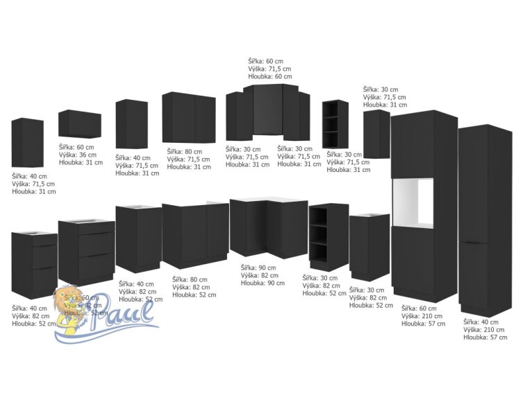 Rohová kuchyňská linka 310x250 cm Siena 2