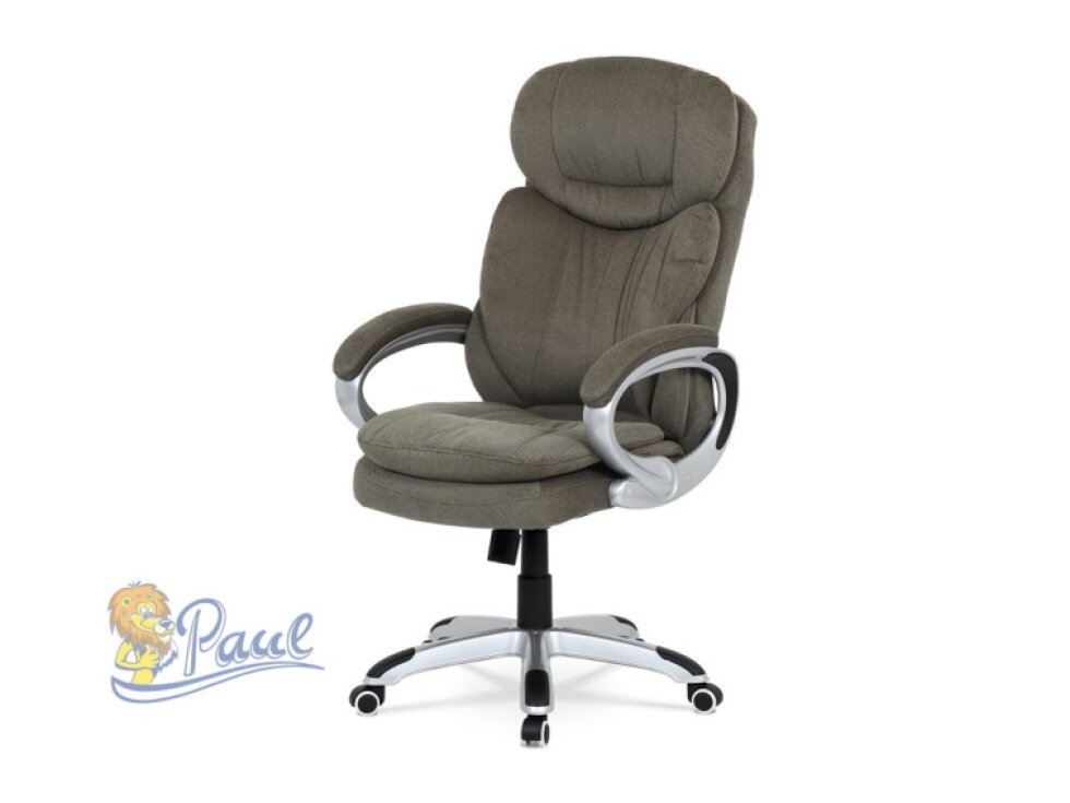 Kancelářská židle, houpací mech., šedá látka, plast. kříž