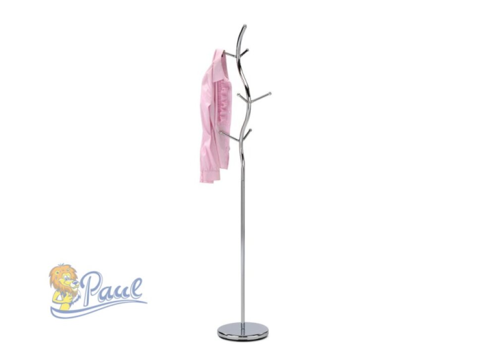Věšák stojanový, výška 180 cm, kovová chromovaná konstrukce, nosnost 10 kg