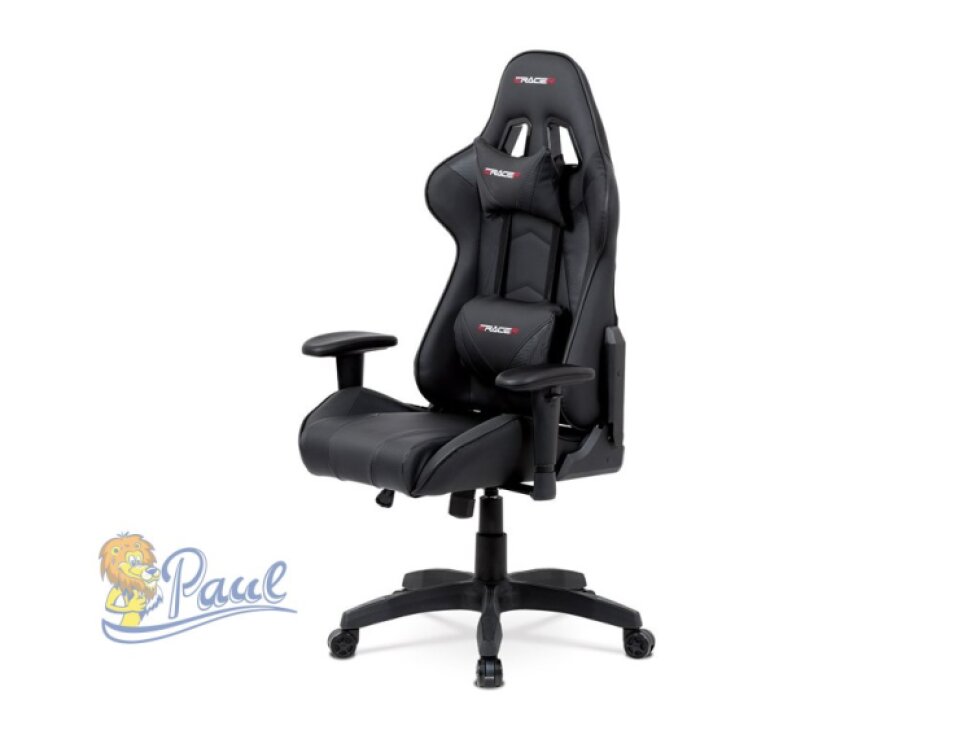 Kancelářská židle houpací mech., černá koženka, plast. kříž