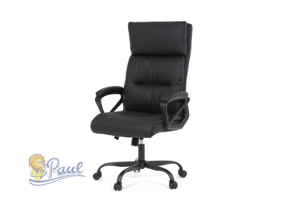 Kancelářské křeslo, černá ekokůže, taštičkové pružiny, kovový kříž, kolečka na tvrdé podlahy