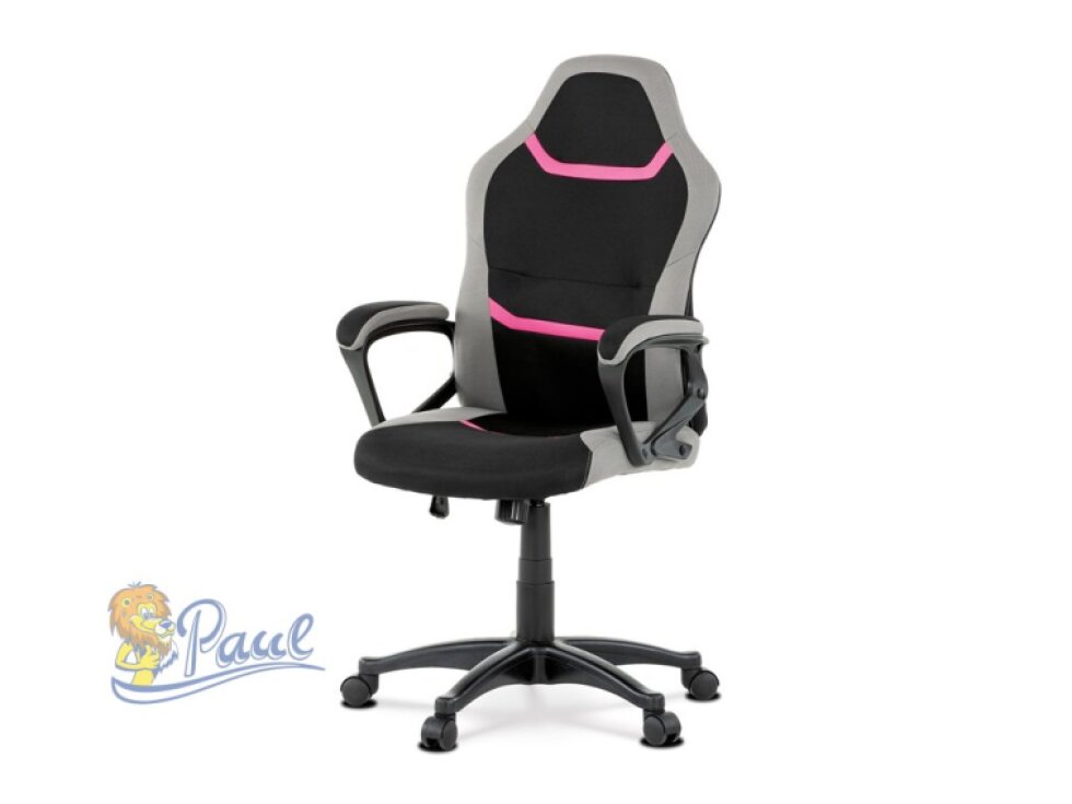 Herní židle, houpací mechanismus, růžová látka, KA-L611 PINK