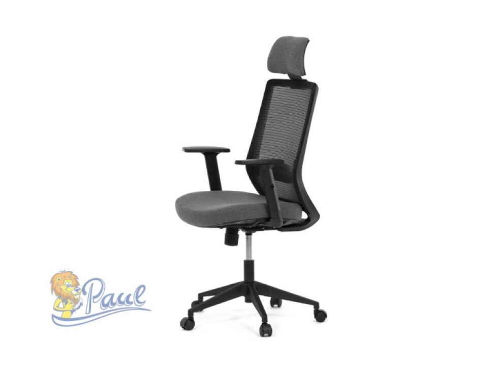 Židle kancelářská, černá MESH síťovina, černá látka, plastový kříž, synchronní mechanismus, kolečka pro tvrdé povrchy