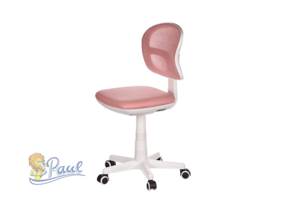 Dětská židle, růžová síťovina, bílý plastový kříž, kolečka na tvrdé podlahy