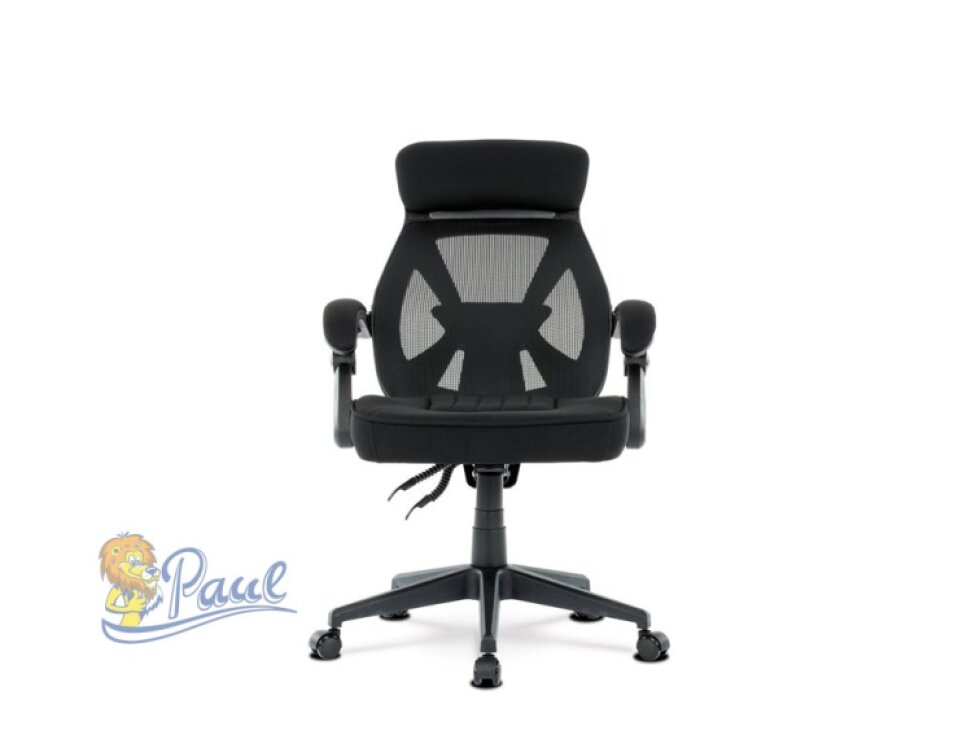 Kancelářská židle, potah černá látka a černá síťovina MESH, houpací mech. s aretací