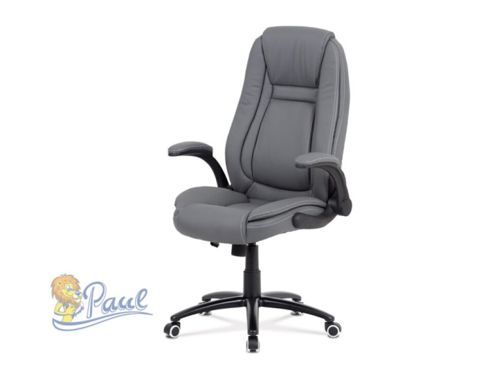 Kancelářská židle, potah šedá ekokůže, černý kovový kříž, houpací mechanismus, v