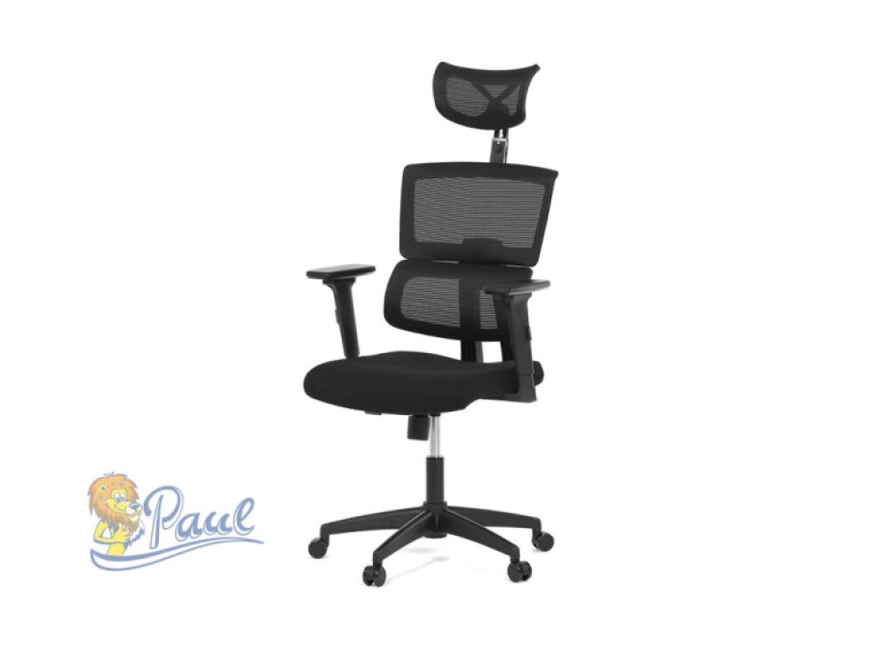 Kancelářská židle, potah černá látka a černá síťovina MESH, houpací mech.