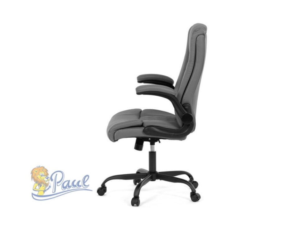 Křeslo kancelářské, šedá ekokůže, kovový kříž, kolečka na tvrdé podlahy