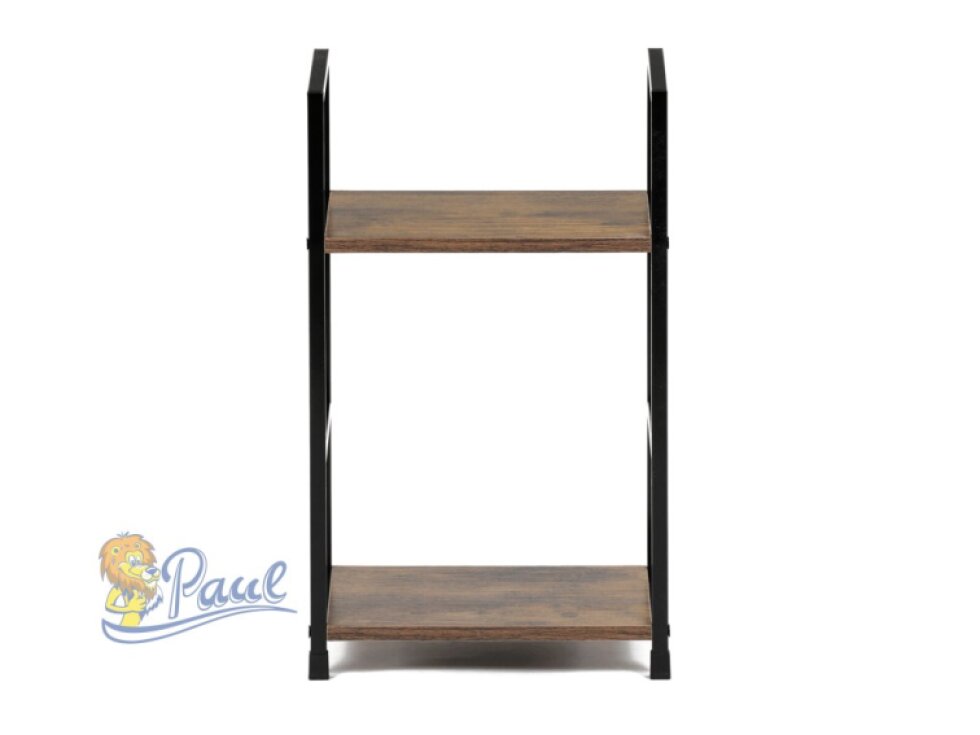 Regál, 2 police, dekor staré dřevo, MDF, černý lak