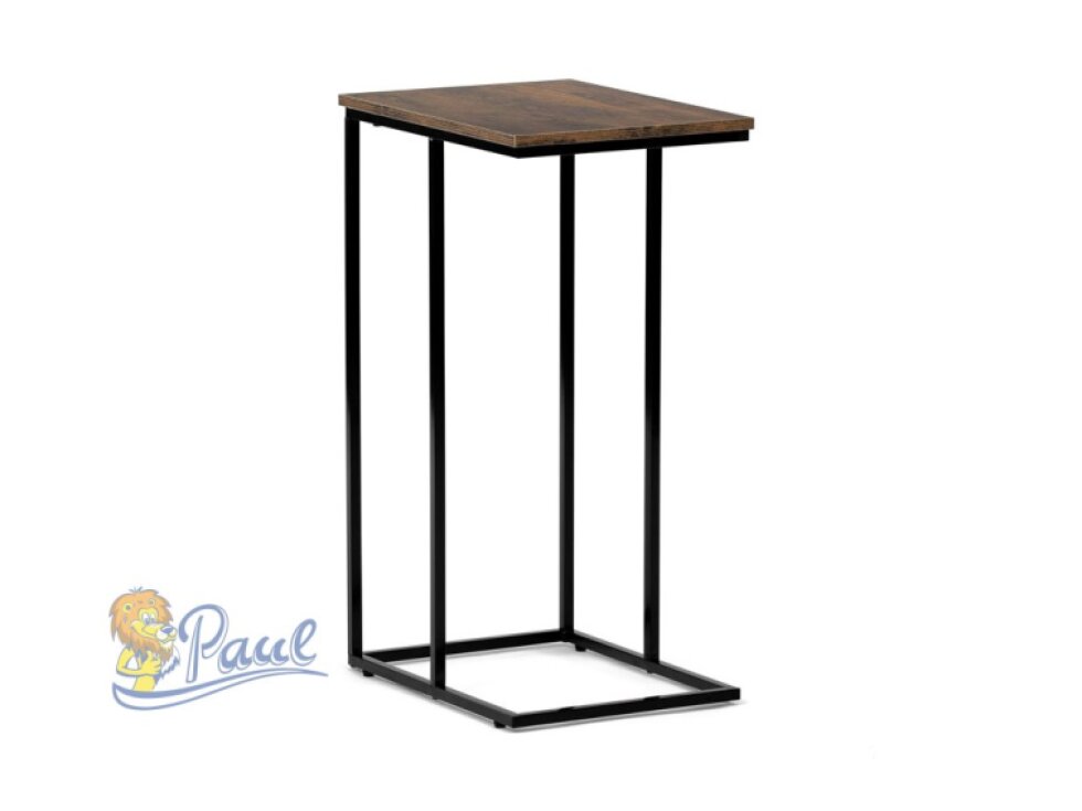 Odkládací stůl, MDF deska, dekor staré dřevo, černý kov