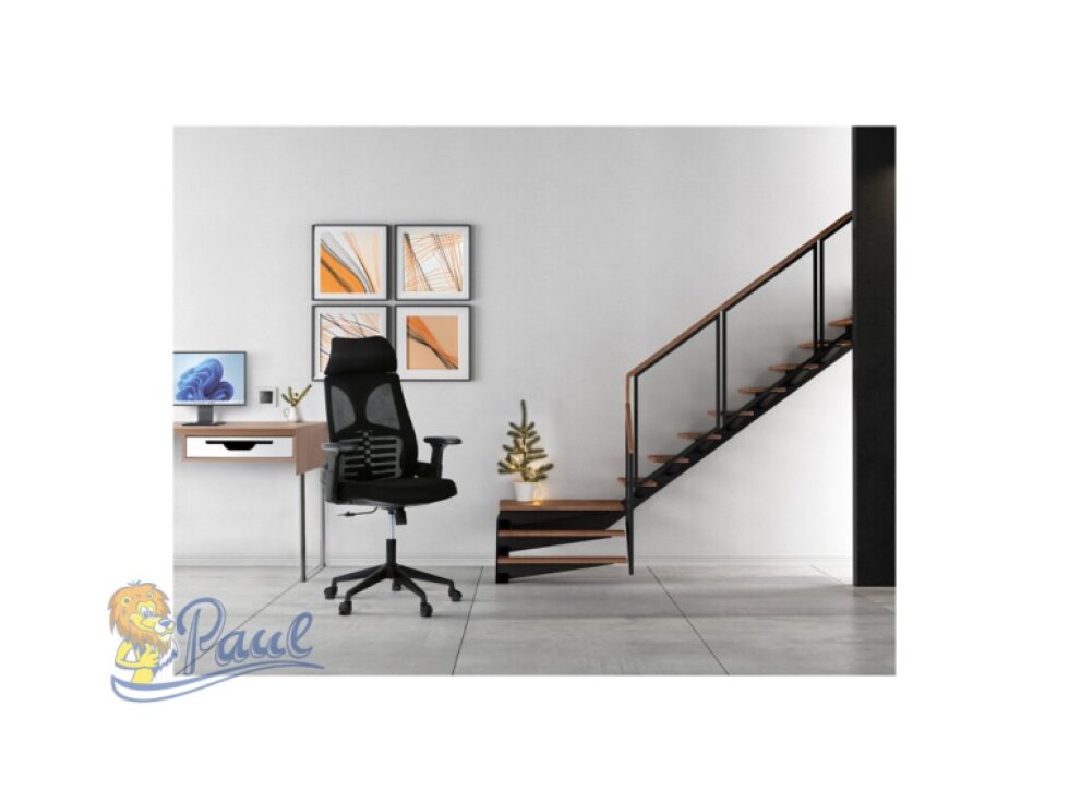 Židle kancelářská, černá MESH, plastový kříž