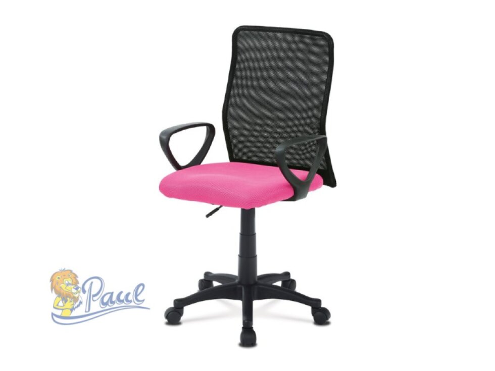 Kancelářská židle, látka MESH růžová / černá, plyn.píst