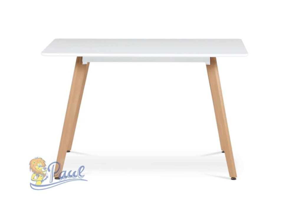 Jídelní stůl 120x80x74 cm, MDF, bílý matný lak, masiv buk