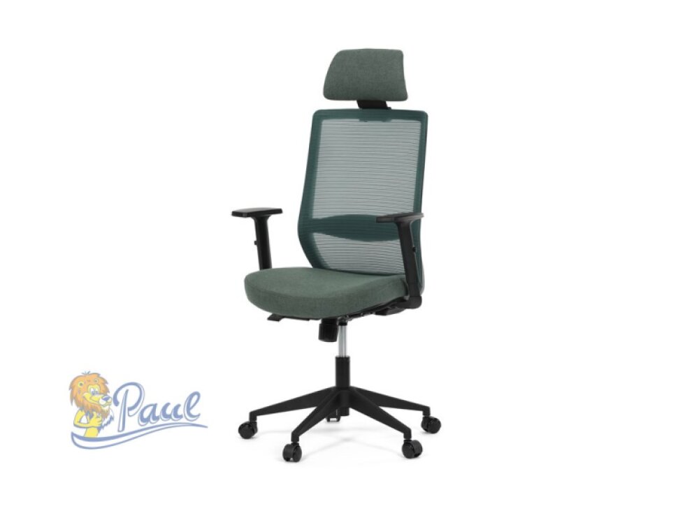 Židle kancelářská, zelená MESH síťovina, zelená látka, plastový kříž, synchronní mechanismus, kolečka pro tvrdé povrchy