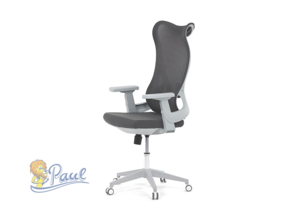 Židle kancelářská, šedý MESH, bílý plast, plastový kříž