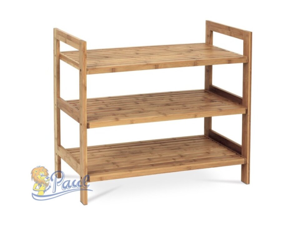 Botník, 3 police, masiv bambus, přírodní odstín