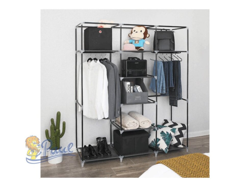 Věšák 150x45x175cm, kov, černá, AST-E1012 BK