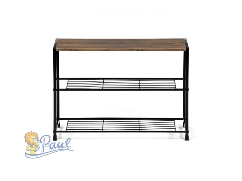 Botník, 2 police, MDF, dekor staré dřevo sonoma, černý kov