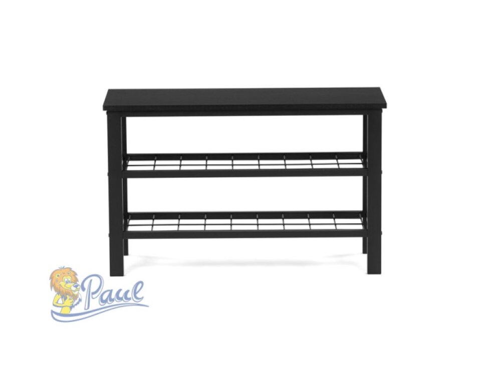 Botník 2 police, bez potahu, kov - černý matný lak