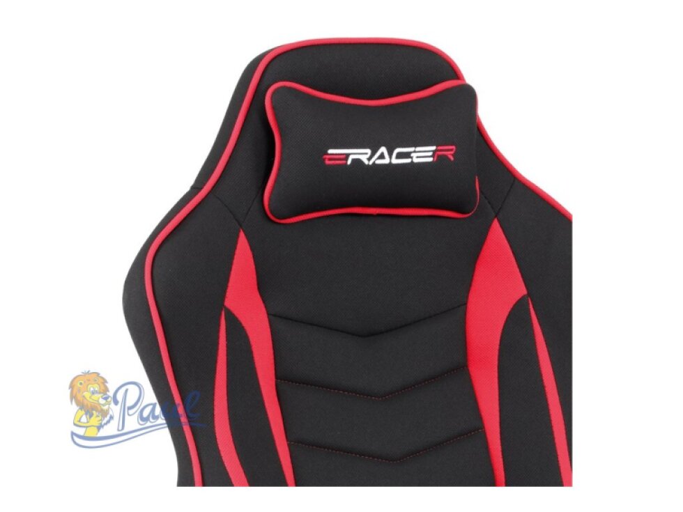 Herní křeslo, houpací mechanismus, černá látka, KA-G408 RED