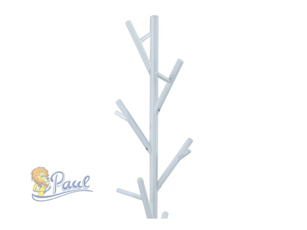 Věšák stojanový, kovová konstrukce, bílý matný lak, výška 170 cm, nosnost 10 kg