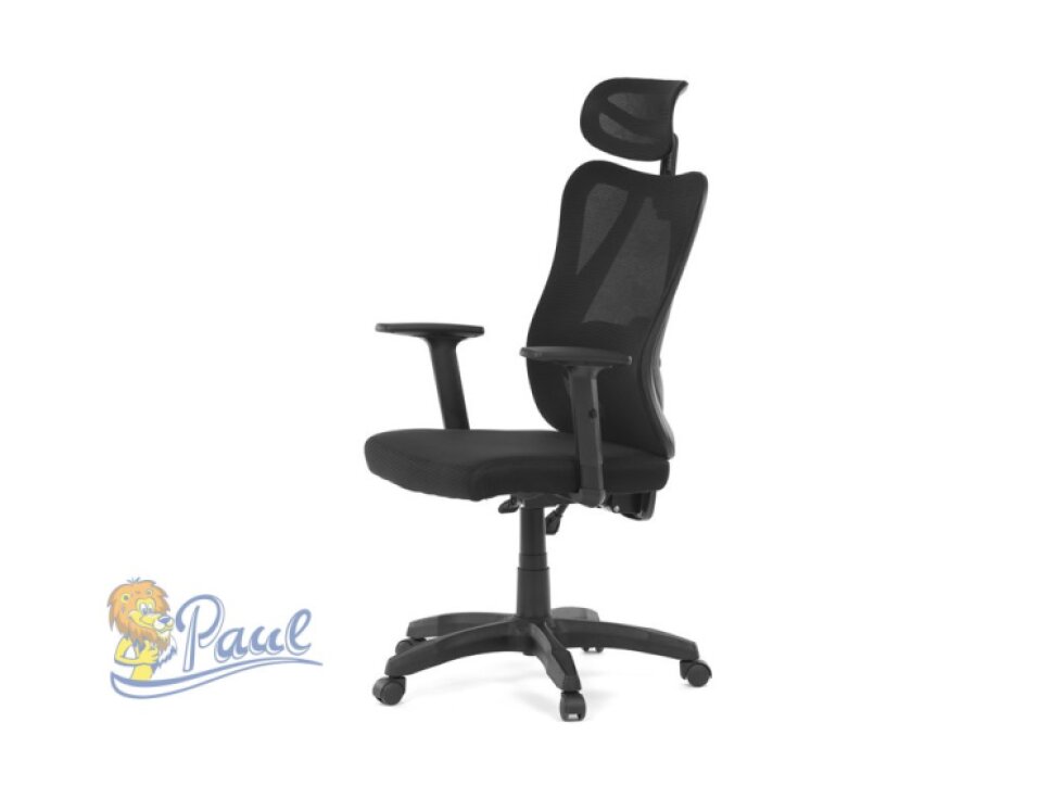 Židle kancelářská, nastavitelný podhlavník, potah černá síťovina mesh, mechanika permanent kontakt